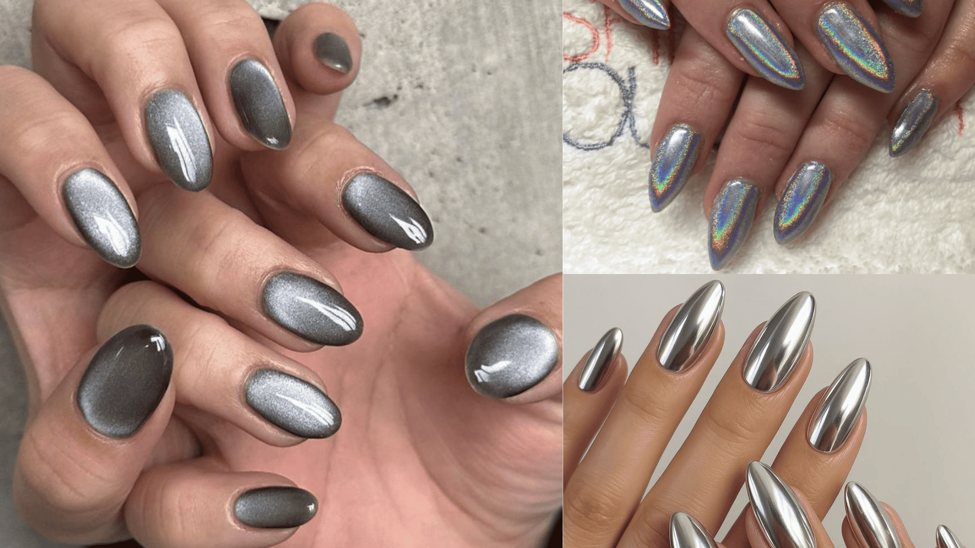 Chrome Magnetic & Holographic Effects korean nails