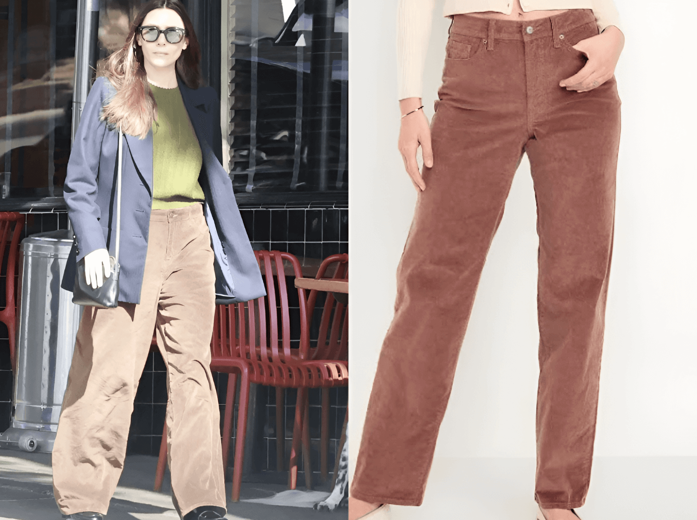 Elizabeth olsen style corduroy pants