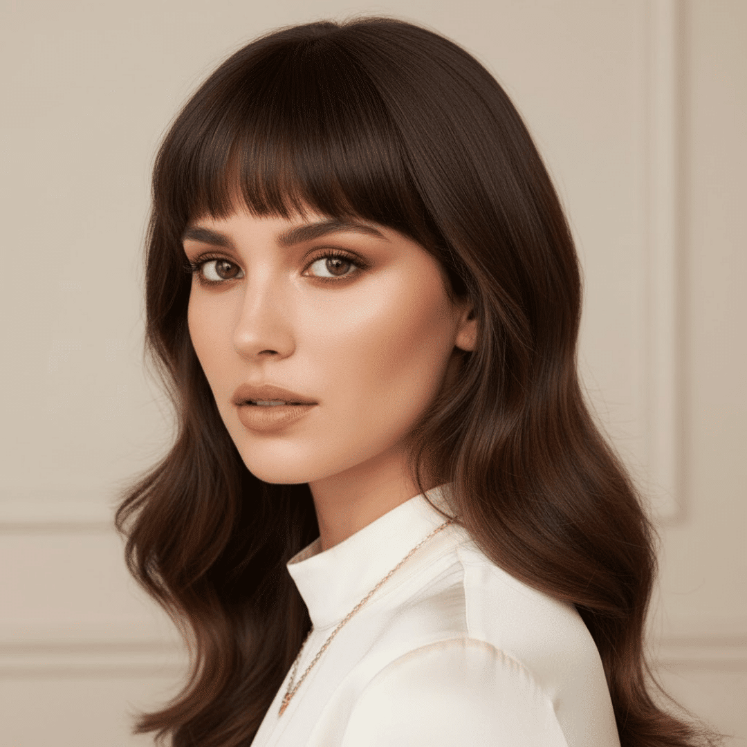 arched bangs for long hair