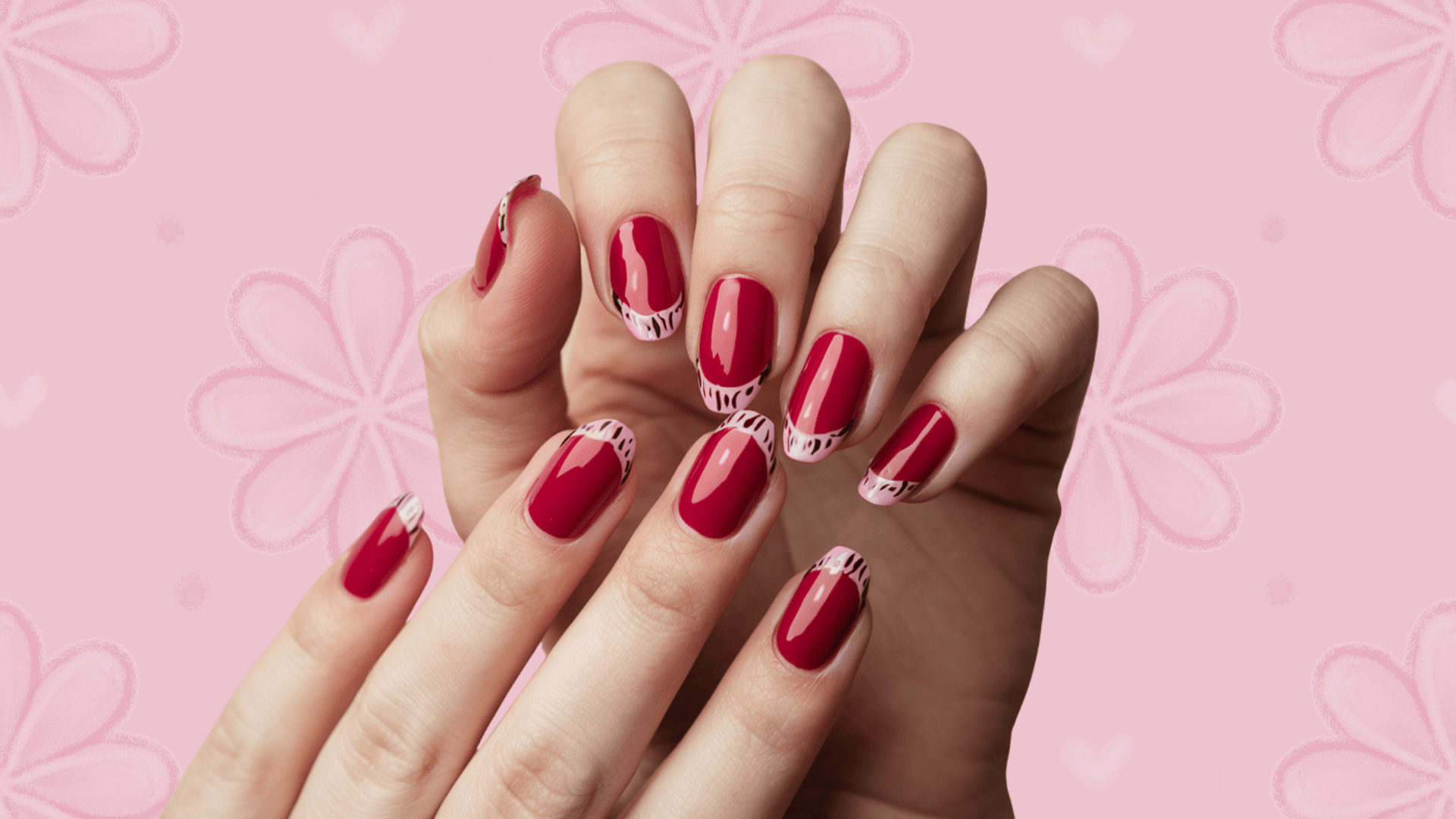 matte and gloss red nail idea