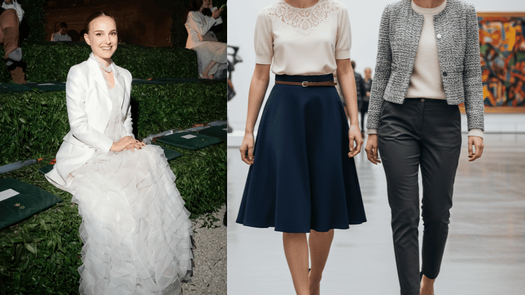 natalie portman dior cruise show soft outfit