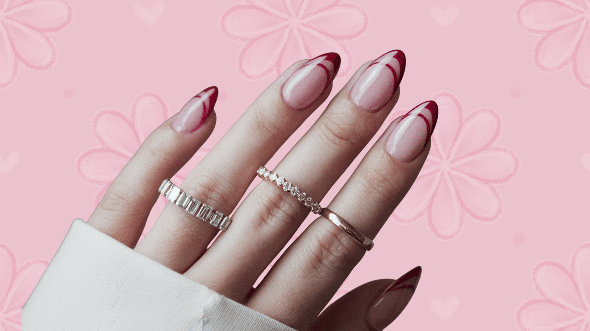 negative space red nails