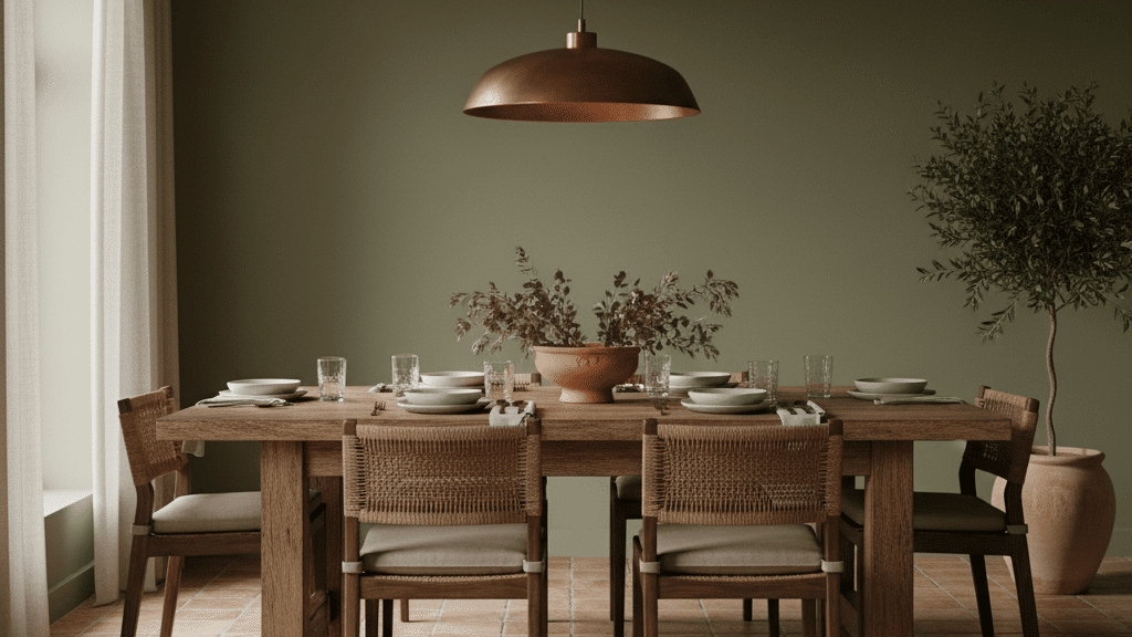 olive green diner ideas