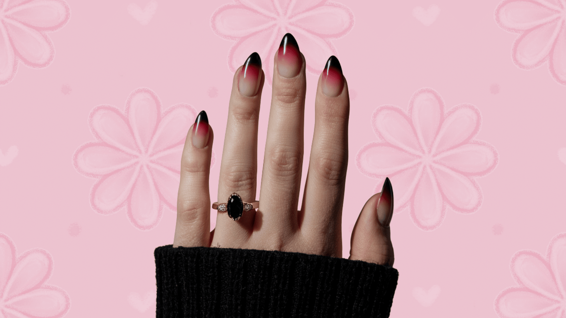 red and black combo nail ideas