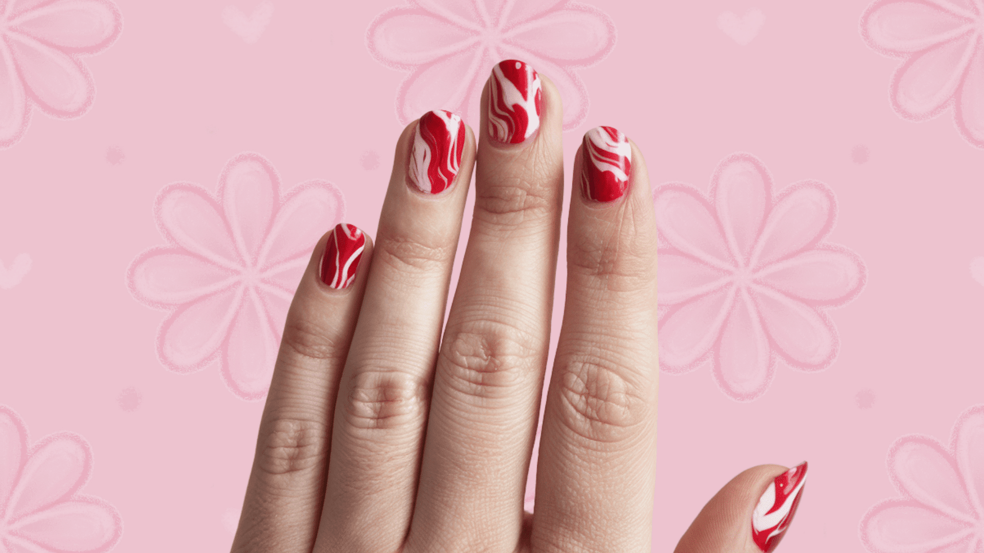 red marble nail idea