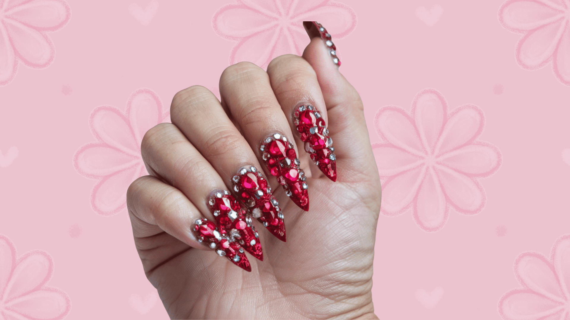 red rhinestone nail ideas