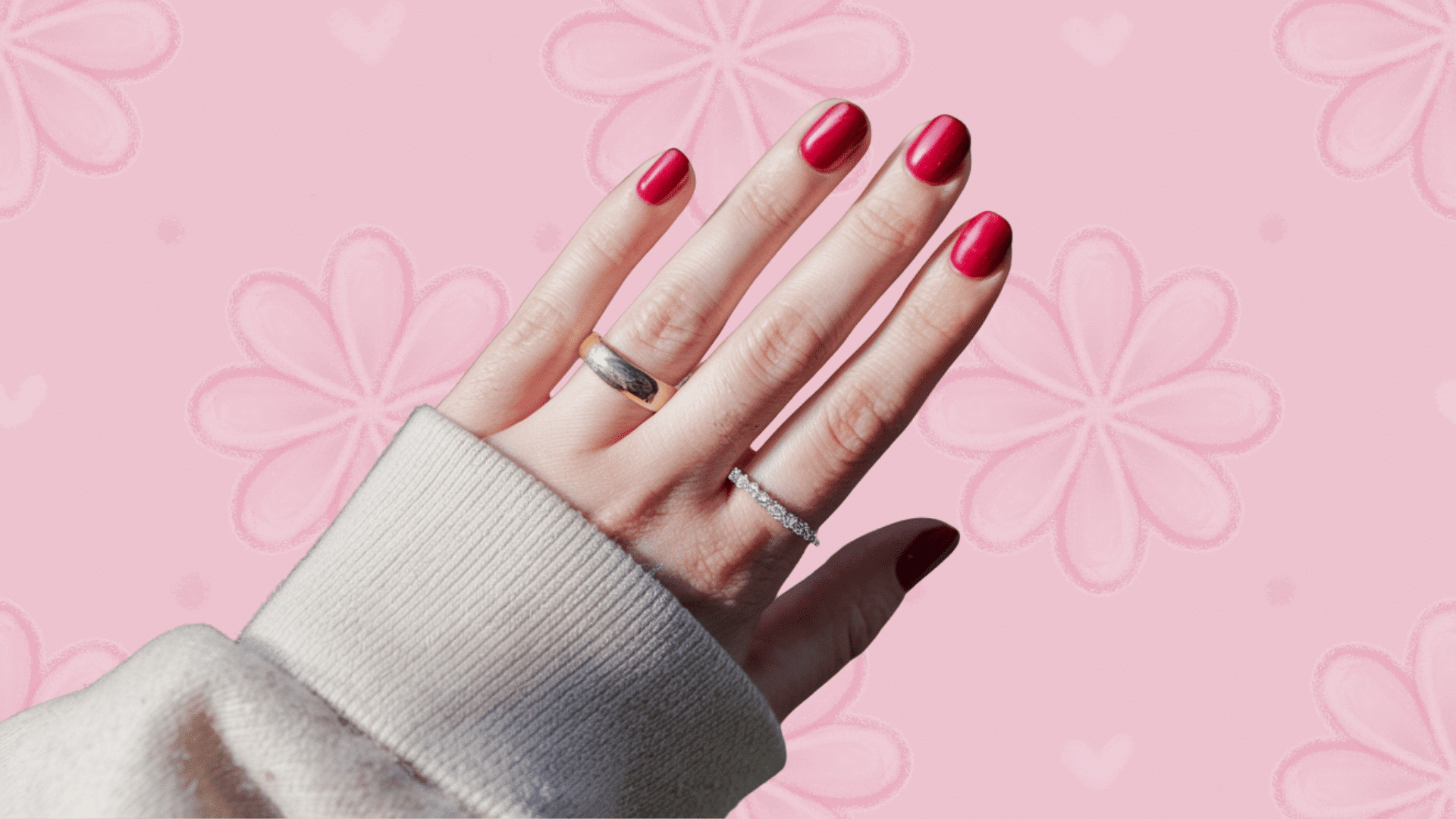 short rounded red nails idea