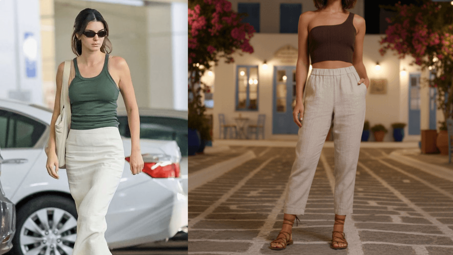 Kendall Jenner ribbed tank top outfit for greece