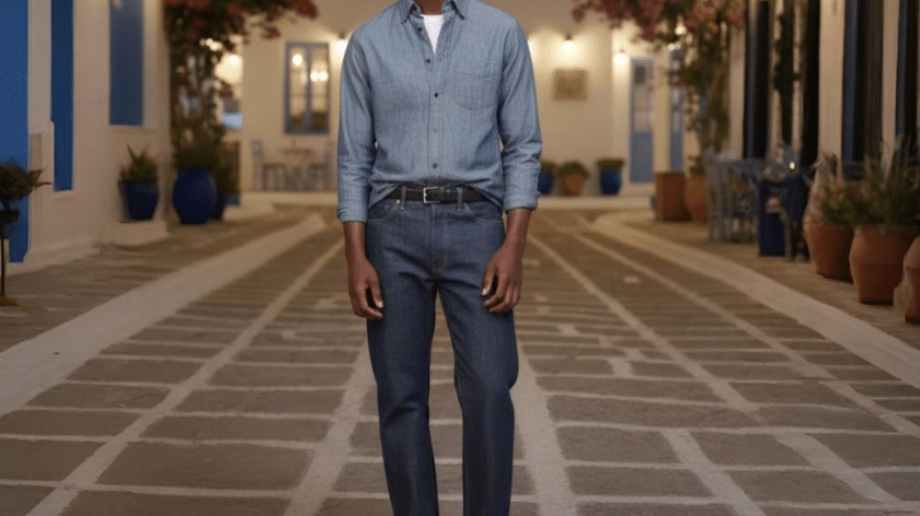 chambray shirt greek men's fashion