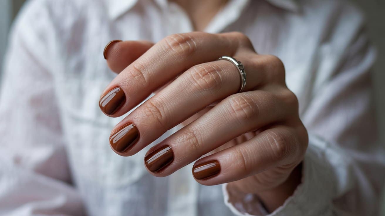 chestnut brown fall ombre nail shade