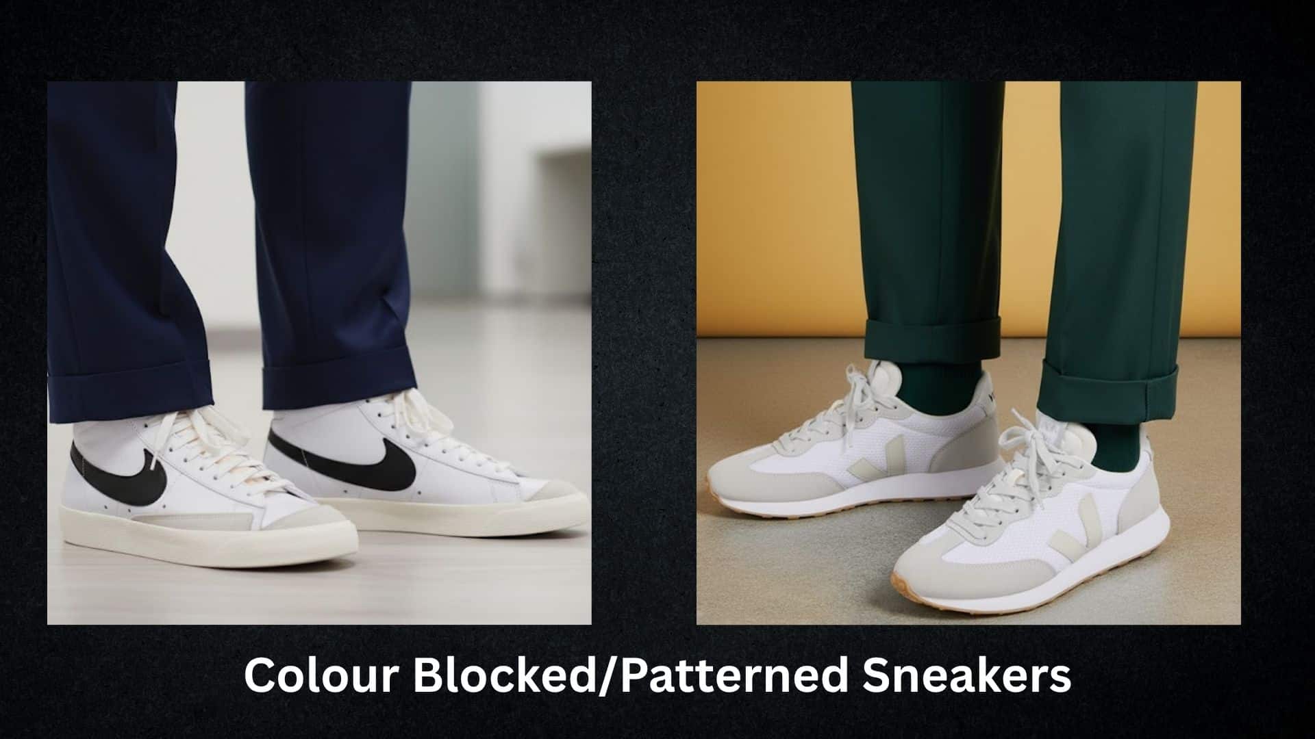 colour blocked sneakers for suits