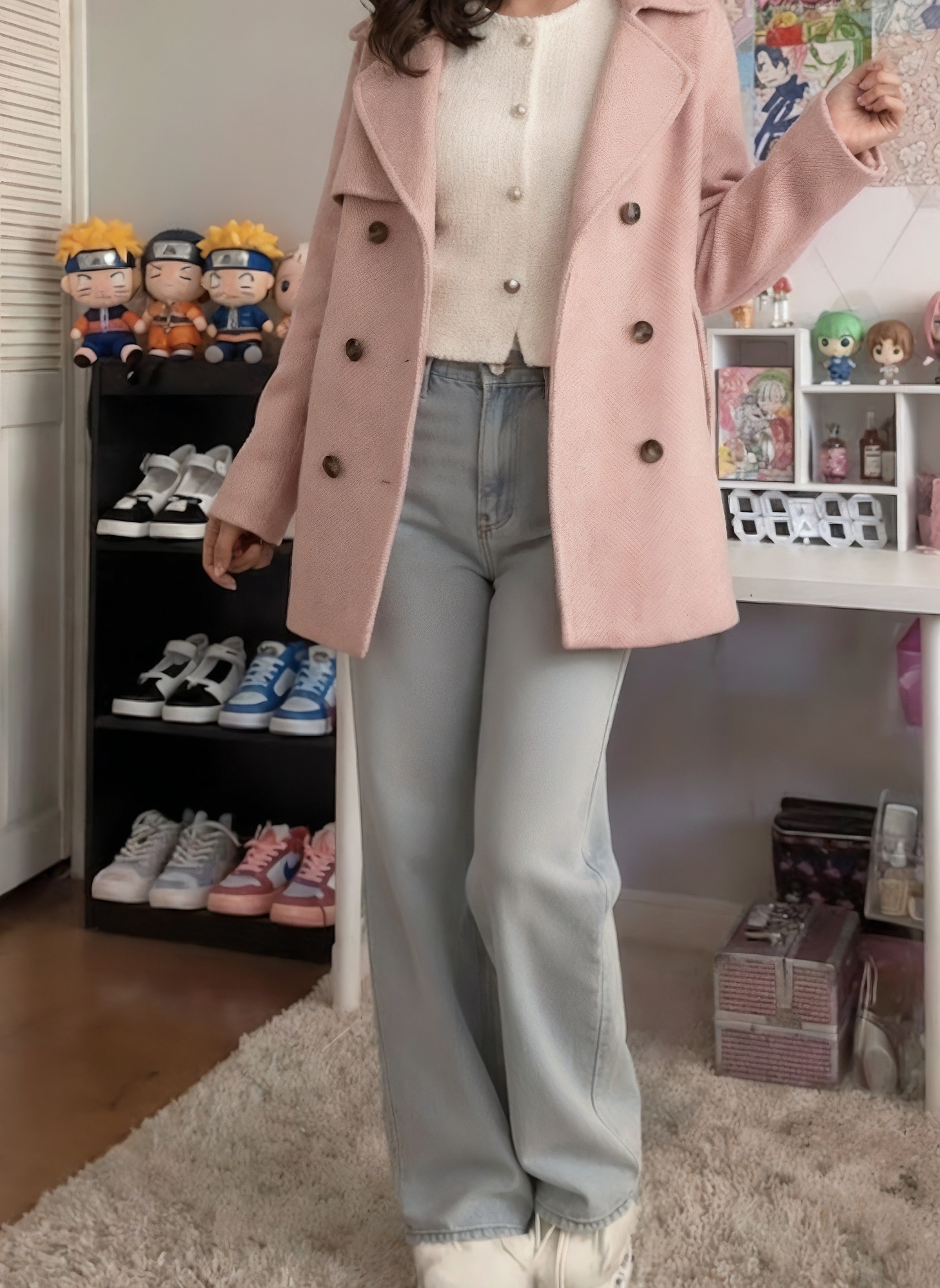 coquette outfit inspo blush wool coat