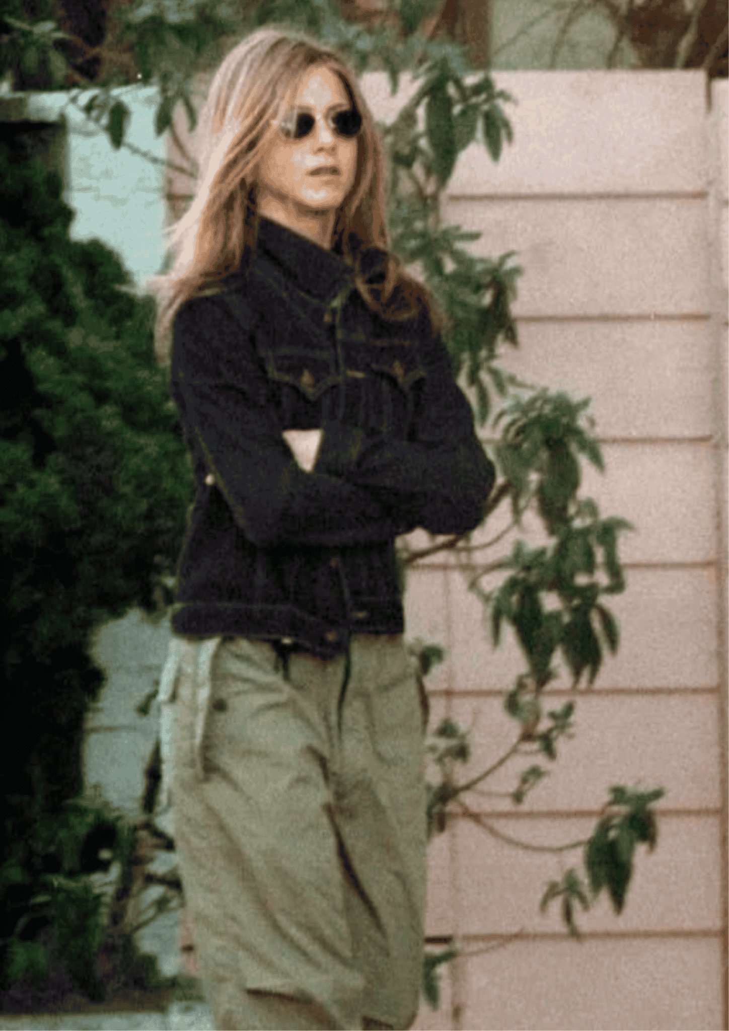 denim shirt olive green pants