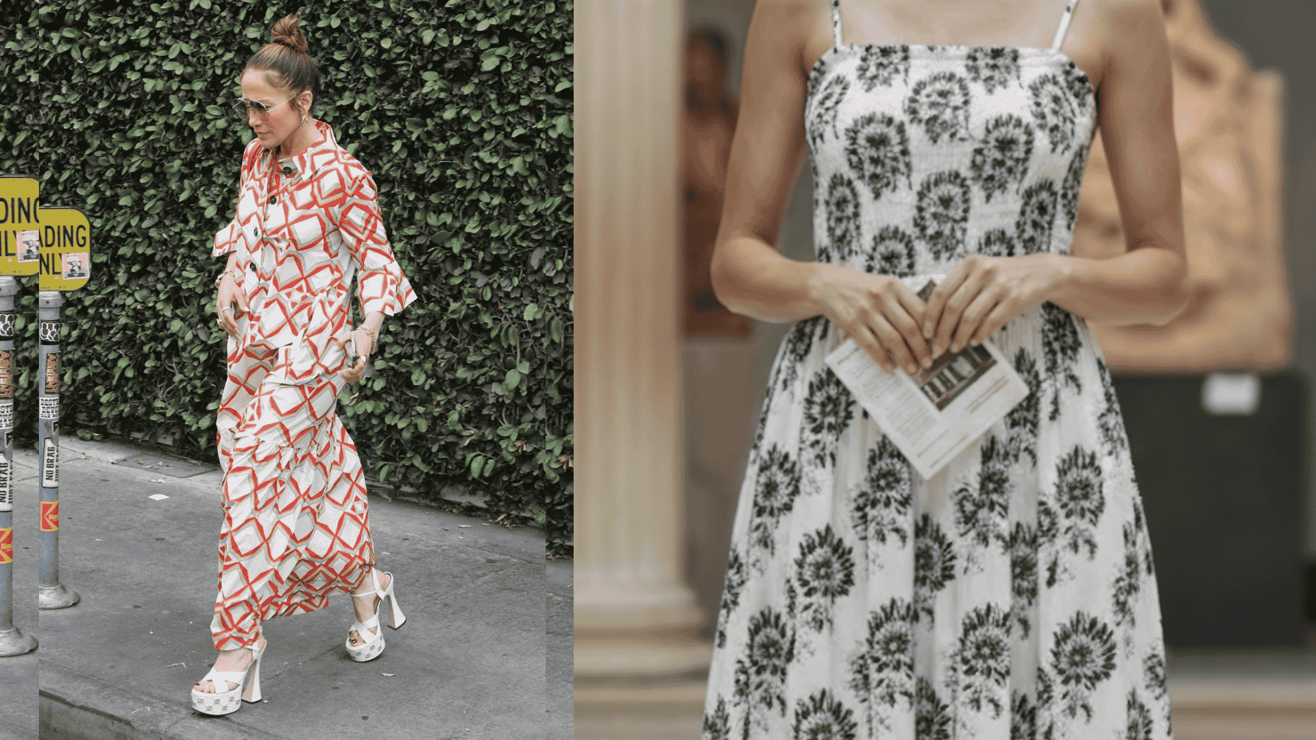 jennifer lopez like patterned maxi dress outfit for greece