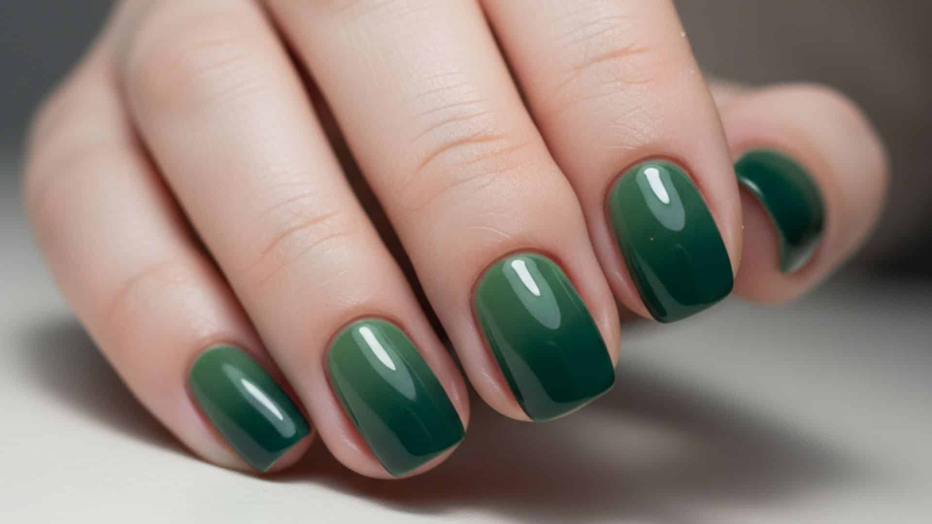 moss forest green fall ombre nail shade