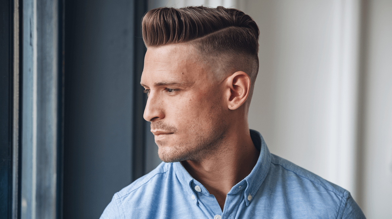 short pompadour military cut