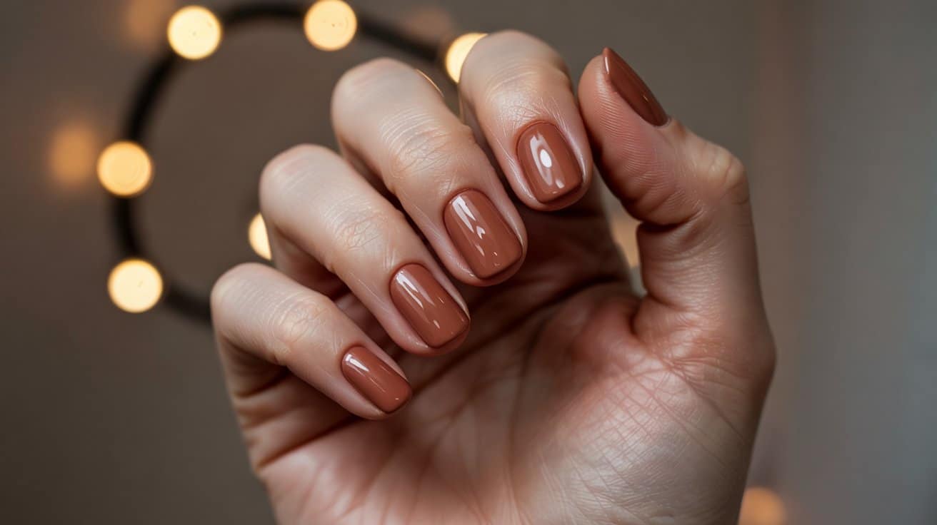 terracota brown fall ombre nail shade