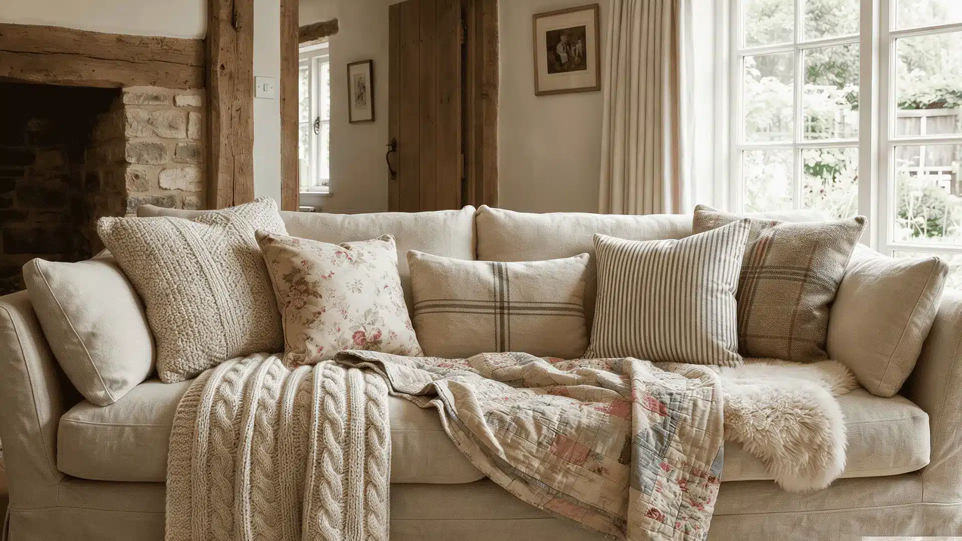 Farmhouse dining area with rustic pendant lighting