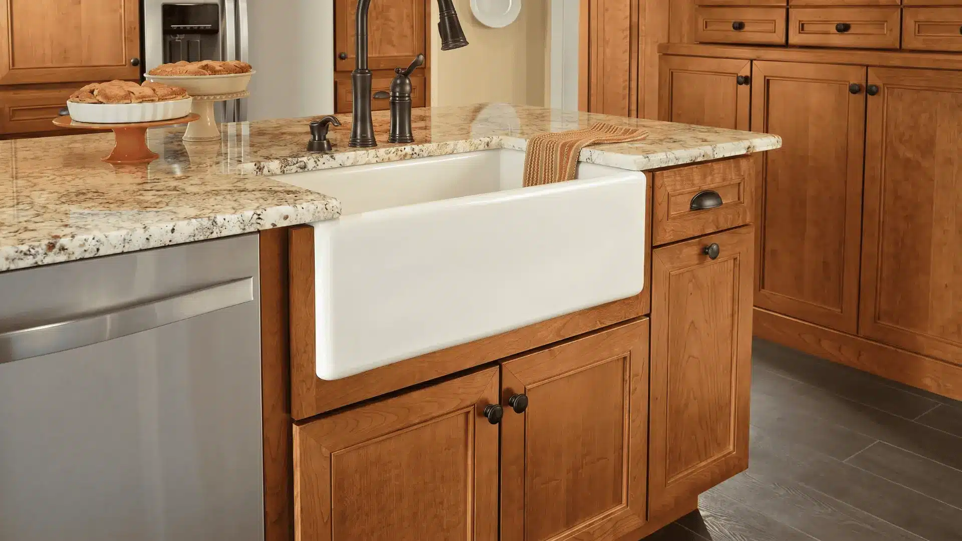 Farmhouse kitchen with apron-front sink and simple design