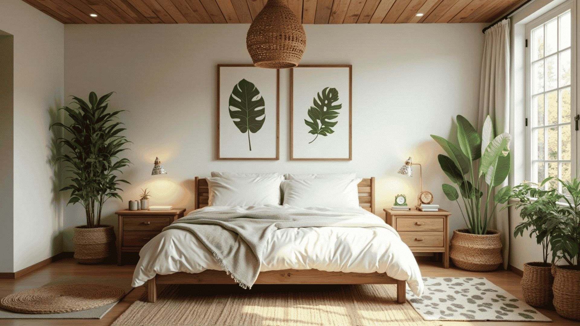 _Sustainable interior design Bedroom with organic cotton and linen bedding and chemical-free mattresses