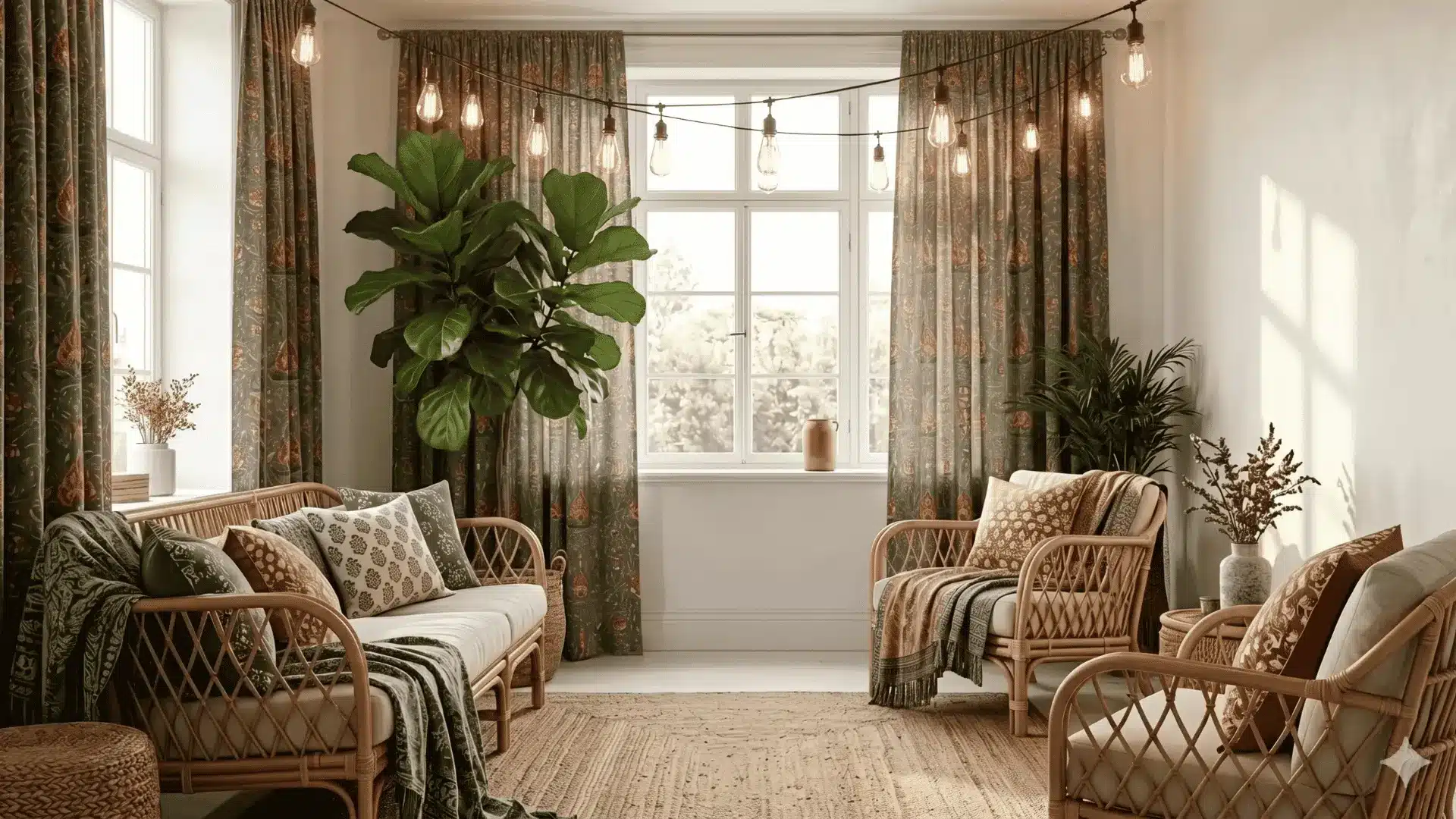 Warm lighting with lamps and chandelier in French country interior