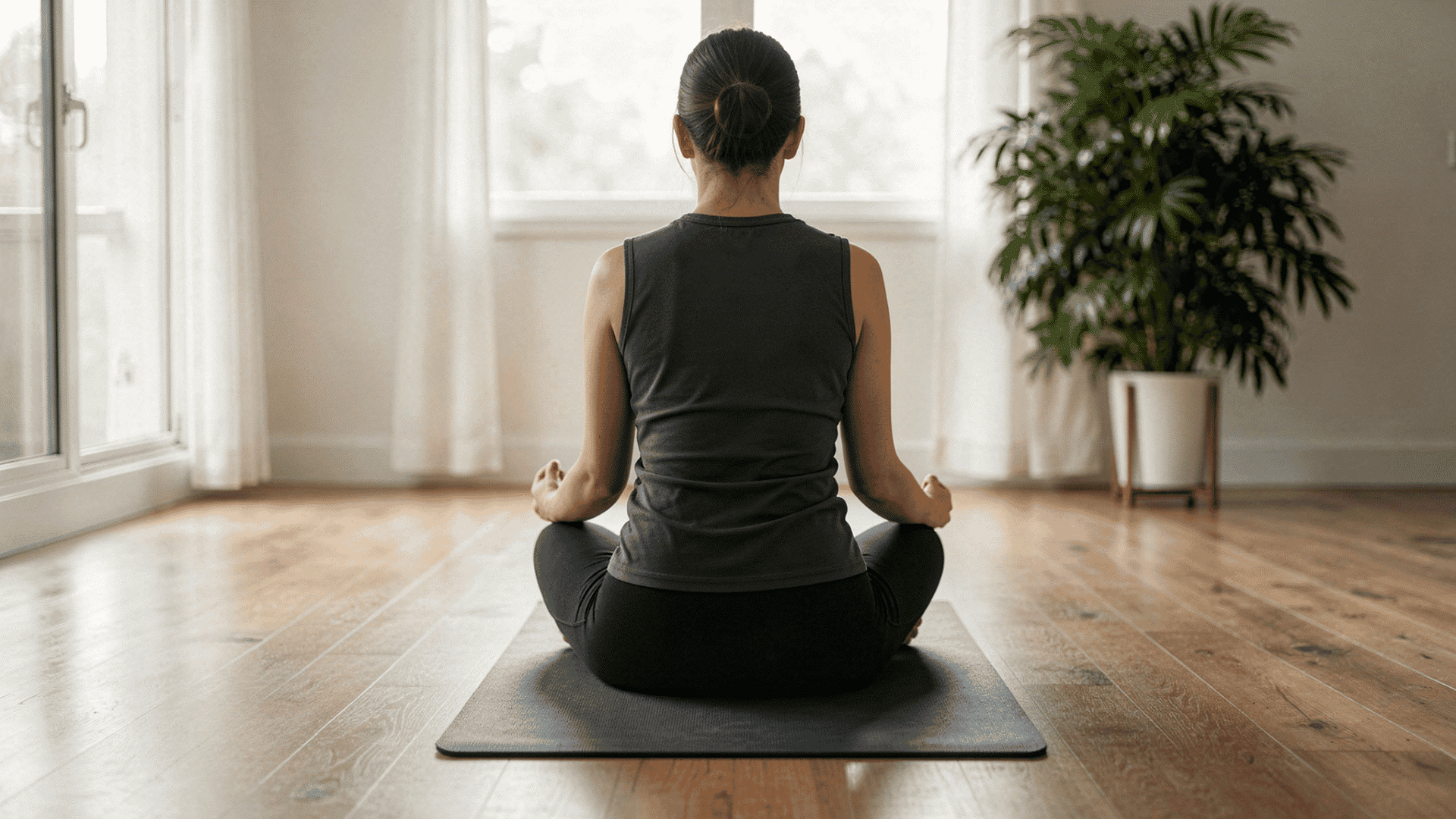 Person practicing yin yoga in a seated meditation pose.