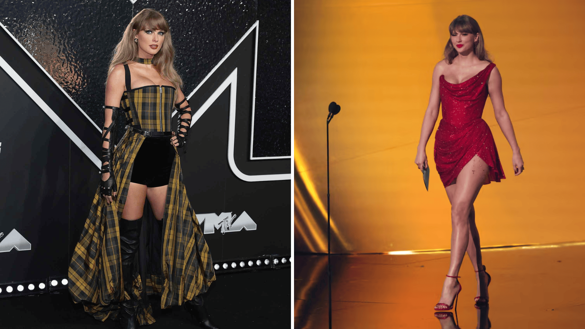 Side-by-side photos of Taylor Swift
