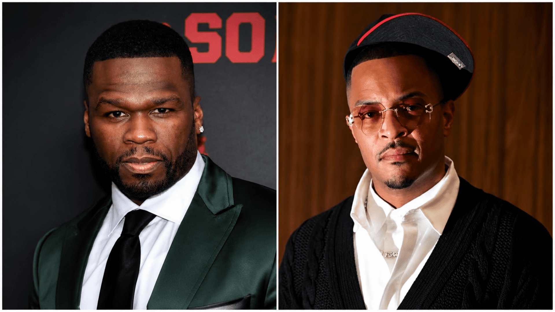 50 Cent and T. I featured in a collage