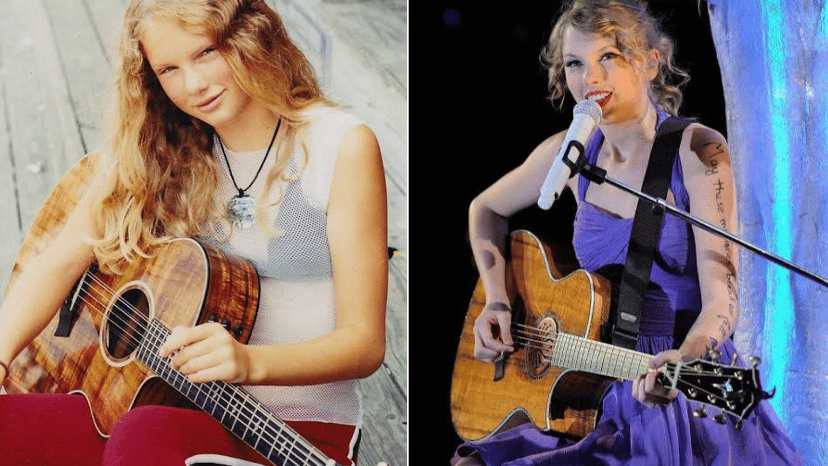 Taylor Swift photos showing her early years and evolution as a singer-songwriter.