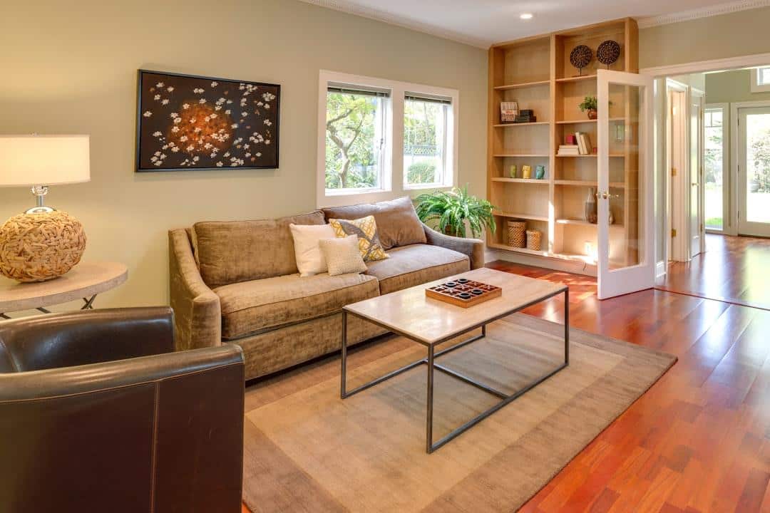 A stylish living room with wood flooring