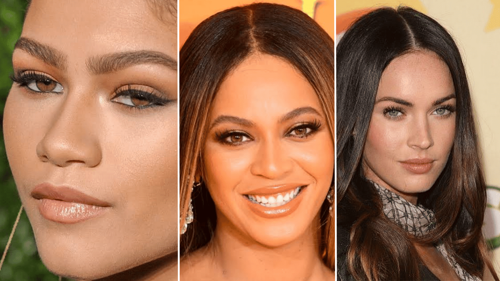 Almond eye shape examples featuring Zendaya, Angelina Jolie, and Beyoncรฉ