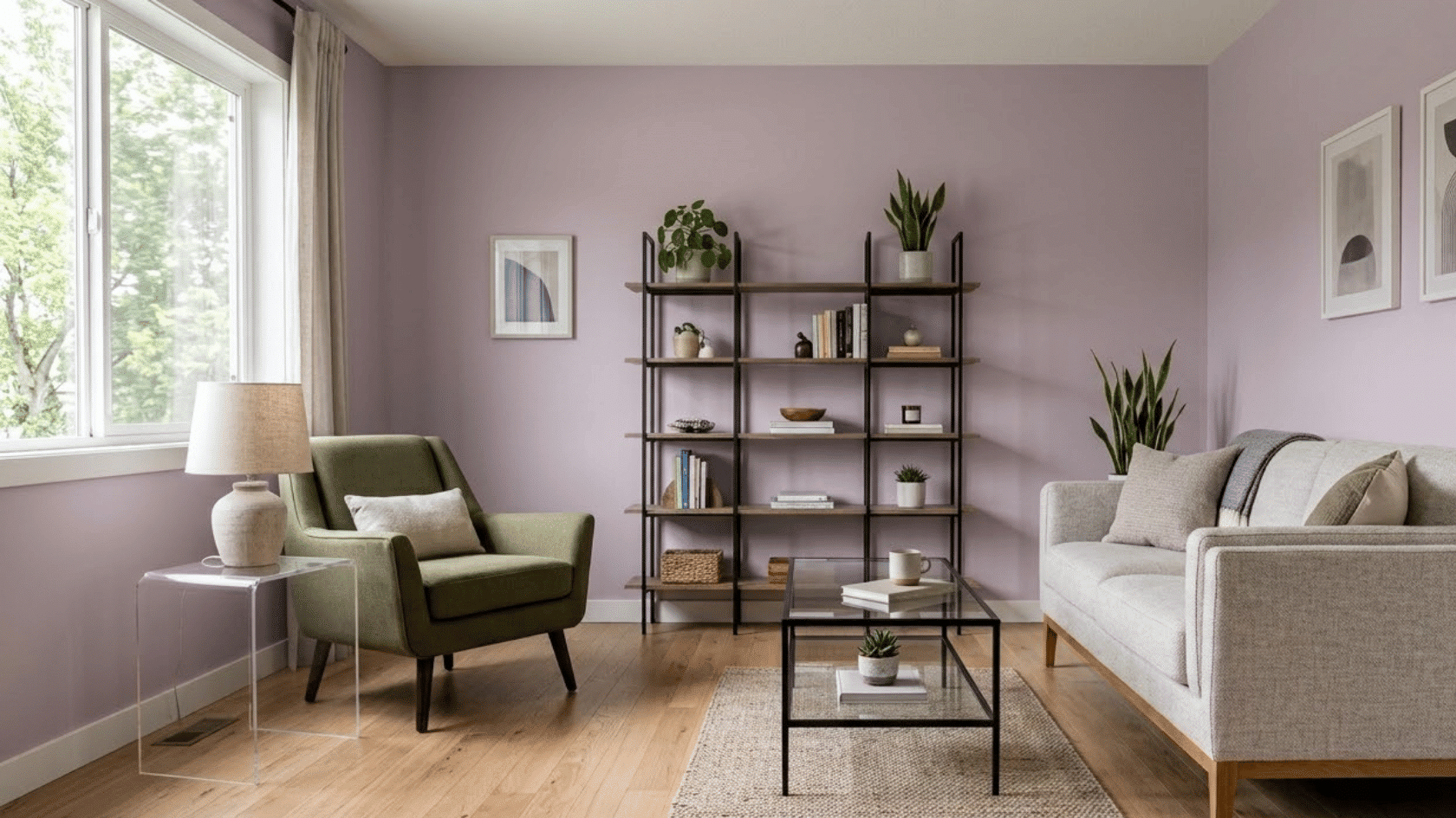 Small living room with open furniture showing visible floor space beneath pieces