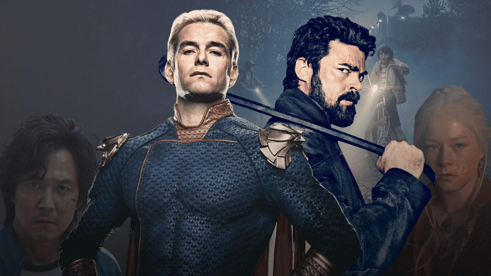 Streaming Show Trivia Questions Homelander and Billy Butcher from The Boys with Stranger Things characters