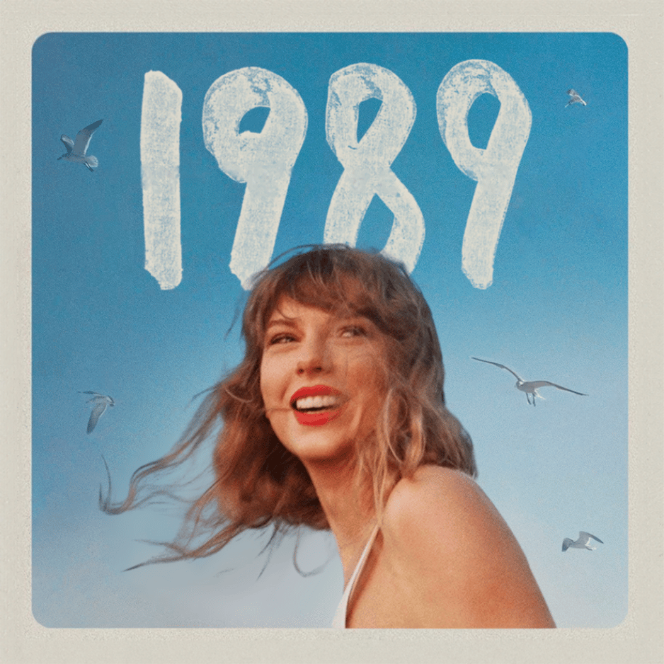 Taylor Swift smiling beneath the 1989 title, a pop-era contender for the best Taylor Swift album.