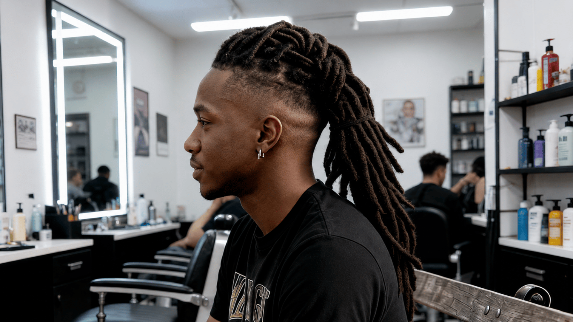 A dreadlock Mohawk naturally supports the shape.
