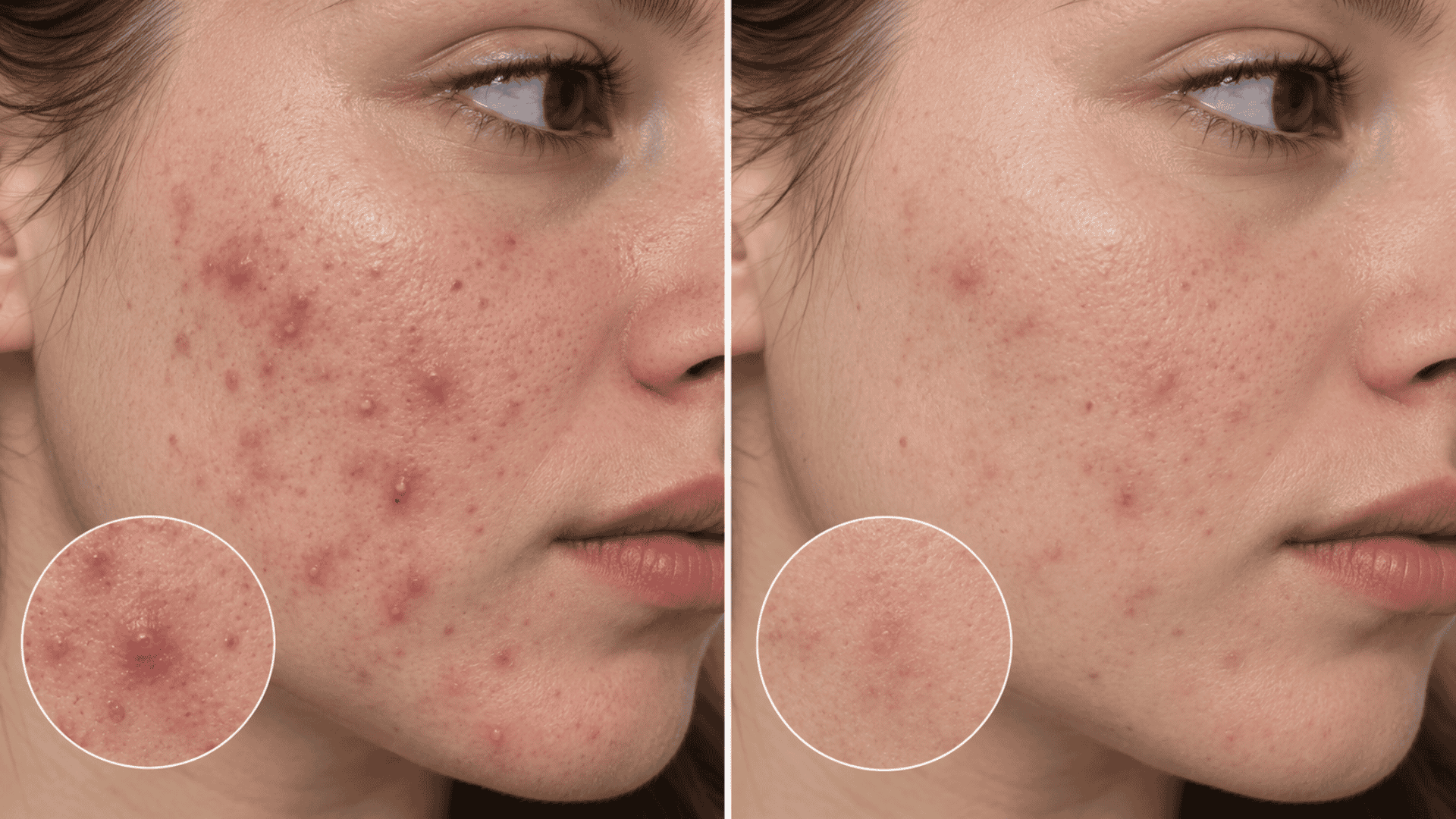 Benefits of Azelaic Acid visible in before and after photo.