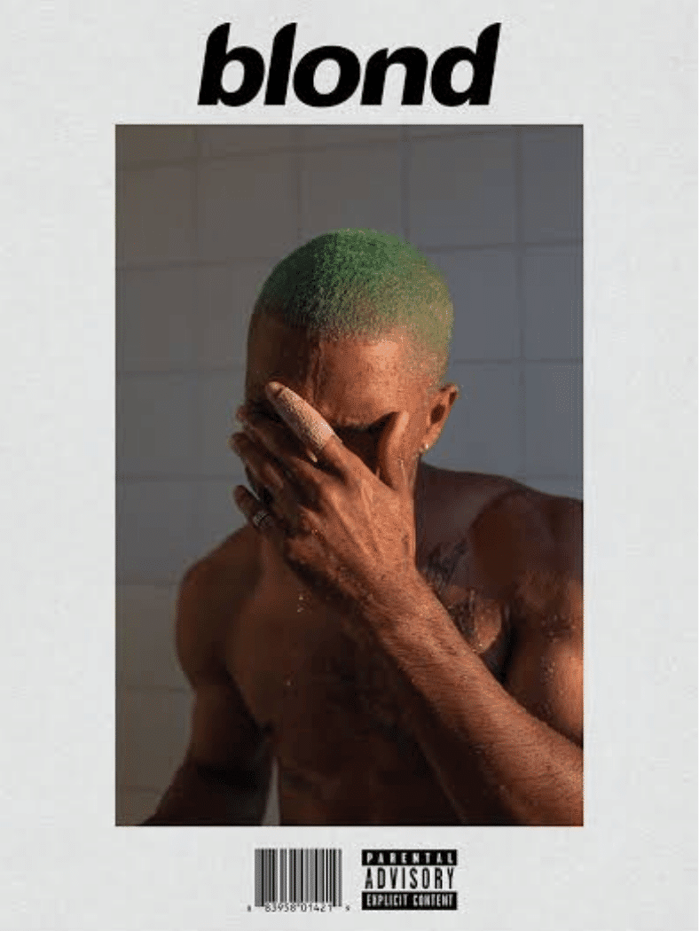 Frank Ocean โ Blonde album cover showing Frank Ocean covering his face with one hand.