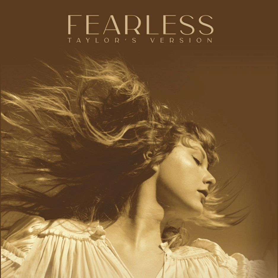 Taylor Swift with windblown hair on Fearless, a country-pop contender for the best Taylor Swift album.