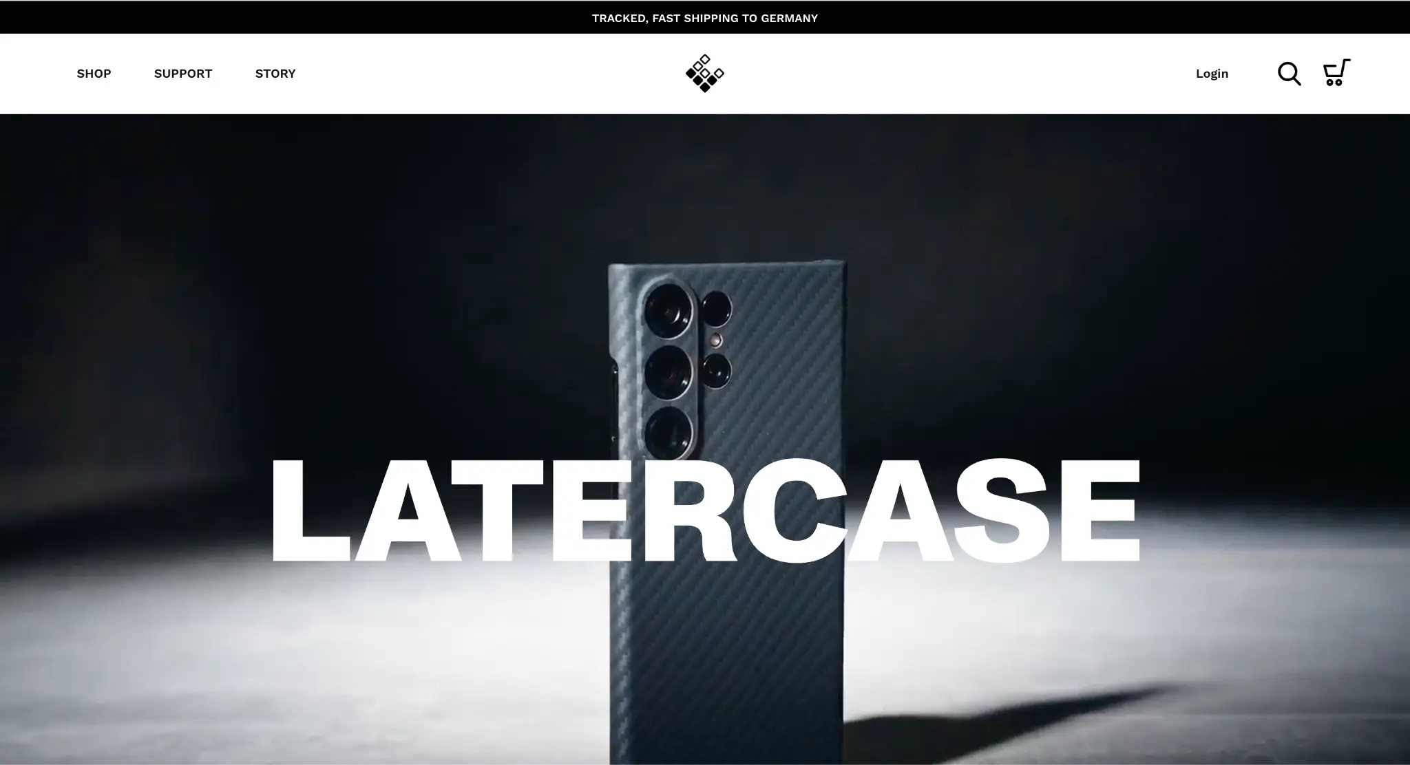 Smartphone with carbon fiber case under focused lighting on dark background