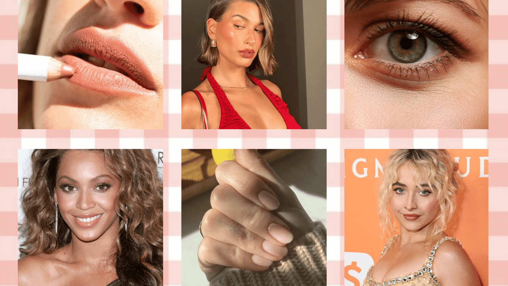 Natural makeup looks inspired by Sabrina Carpenter, Beyonce and Hailey Bieber.
