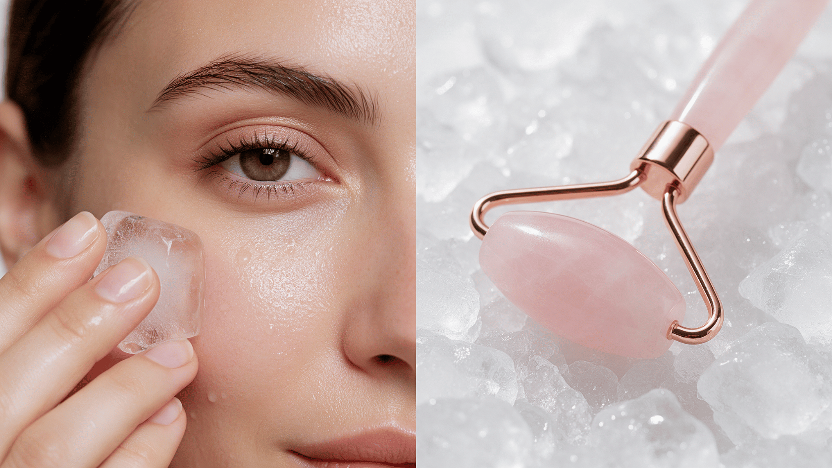 What does icing your face do? Ice cube and facial roller used on skin for cooling skincare